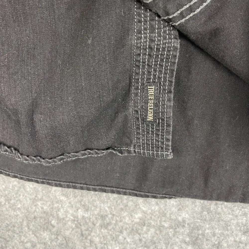 True Religion Heritage‎ Shirt Mens 2XL Black Button Up Long Sleeve Workwear